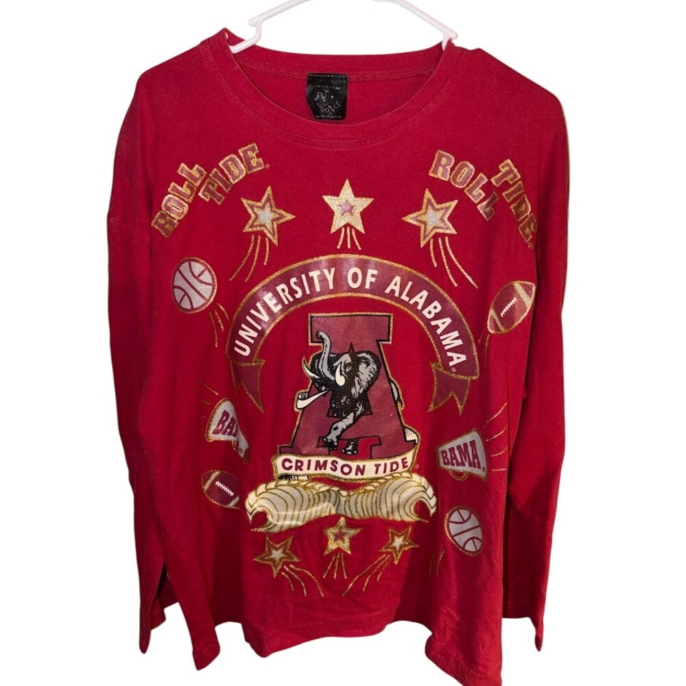 Moon Dance University of Alabama Hand Painted Vintage Sweater Red OS Roll Tide